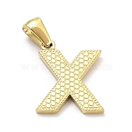 Ion Plating(IP) 316L Surgical Stainless Steel Pendants, Real 18K Gold Plated, Letter Charm, Textured, Letter X, 17x14x1.6mm, Hole: 3.5mm(STAS-Q247-01G-24)