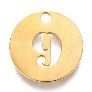 304 Stainless Steel Pendants, Cut-Out, Hollow, Flat Round with Number, Golden, Num.9, 19x1.5mm, Hole: 2.5mm(STAS-F233-09-G)