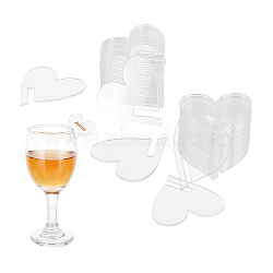 60Pcs Acrylic Display Stands, for Tag Display, Heart, Clear, 32x31.5x0.7mm, Slot: 3mm(OACR-GA0001-15)