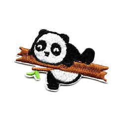 Computerized Embroidery Cloth Iron on/Sew on Patches, Costume Accessories, Appliques, Panda, Sienna, 35x50mm(DIY-O003-14)