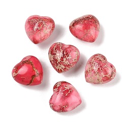 Dyed Natural Imperial Jasper Heart Palm Stone, Healing Pocket Tone for Reiki Energy Balancing Meditation Gift, Cerise, 19.5~20.5x20~20.5x13~14mm(G-Q021-03C)