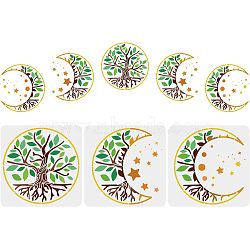 Plastic Drawing Painting Stencils Templates Sets, Square, Moon Phase Pattern, 30x30cm, 3 style/set(DIY-WH0172-668)