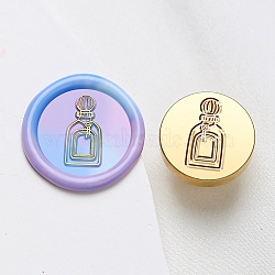 Wax Seal Brass Stamp Head, Bottle Pattern, for Wax Seal Stamp, Golden, 25x14.5mm, Hole: 7mm(AJEW-G056-01D)