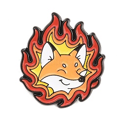 Flaming Animal Alloy Enamel Pins, Black Lapel Pin Backs for Backpack Clothes, Colorful, Fox, 26x23.5mm(JEWB-G046-05B)