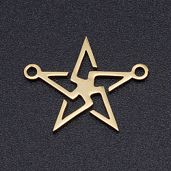 201 Stainless Steel Links connectors, Laser Cut, Hollow Star, Golden, 14.5x18x1mm, Hole: 1.5mm(STAS-S105-T908-2)