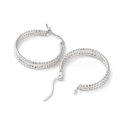 Rhodium Plated 925 Sterling Silver Hoop Earrings, Double Layer Rings, with S925 Stamp, Real Platinum Plated, 25x3x20.5mm(X-EJEW-K258-14P)