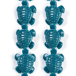 Synthetic Coral Carved Beads Strands, Dyed, Tortoise, Teal, 18.5x16x7.5mm, Hole: 1.2mm, about 20pcs/strand, 13.78''(35cm)(CORA-L020-E-05)