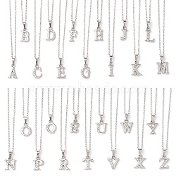 Alloy Rhinestone Letter Pendant Necklaces, 304 Stainless Steel Chain Necklaces for Women, Letter A~Z, 15.75 inch(40cm), 26pcs/set(NJEW-JN04886)