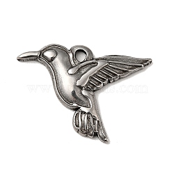 304 Stainless Steel Pendants, Bird Charms, Antique Silver, 18x26x3mm, Hole: 2mm(STAS-G278-32AS)