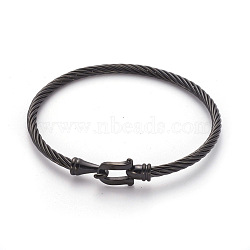 304 Stainless Steel Bangles, Gunmetal, 2-3/8 inch(6cm)(BJEW-L642-20B)