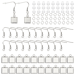 DICOSMETIC DIY Earrring Making Finding Kit, Including 304 Stainless Steel Pendant Cabochon Settings & Earring Hooks, Plastic Ear Nuts, Stainless Steel Color, 400Pcs/box(DIY-DC0001-68)