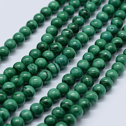 Natural Malachite Beads Strands, Grade AB, Round, 3mm, Hole: 0.6mm, about 137pcs/strand, 15.5 inch(39.5cm)(G-F571-27AB1-3mm)