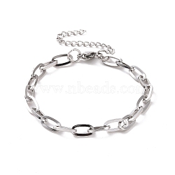 304 Stainless Steel Cable Chain Bracelet for Men Women, Stainless Steel Color, 7~7-1/4 inch(17.9~18.5cm)(BJEW-E031-05B-P)
