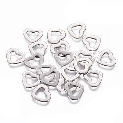 201 Stainless Steel Linking Rings, Heart, Stainless Steel Color, 11x10x1mm(STAS-L234-024P)
