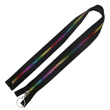 #5 Nylon Coil Zippers Rainbow Zipper Tape, Resin Coil Colorful Teeth, Black, 0.54 Yard(50cm)