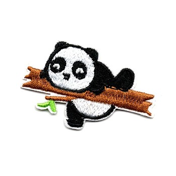 Computerized Embroidery Cloth Iron on/Sew on Patches, Costume Accessories, Appliques, Panda, Sienna, 35x50mm