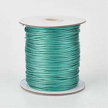 Eco-Friendly Korean Waxed Polyester Cord, Light Sea Green, 1.5mm, about 169.51~174.98 Yards(155~160m)/Roll