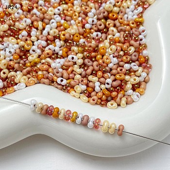 Glass Beads, Oval, for DIY Bracelet Accessories, Orange, 4x3x2mm, Hole: 0.8mm