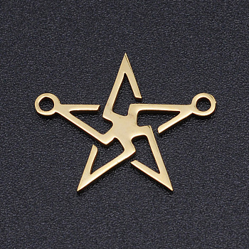 201 Stainless Steel Links connectors, Laser Cut, Hollow Star, Golden, 14.5x18x1mm, Hole: 1.5mm