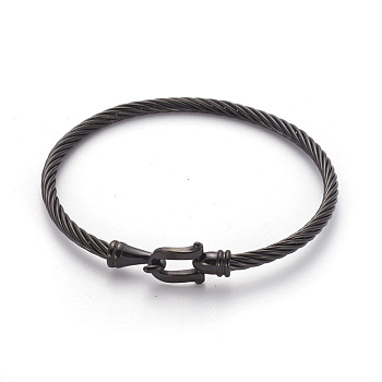 304 Stainless Steel Bangles, Gunmetal, 2-3/8 inch(6cm)