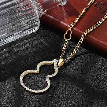 Ion Plating(IP) 304 Stainless Steel Chain Necklaces, Clay set with diamonds, Real 18K Gold Plated, 26.14 inch(66.4cm)