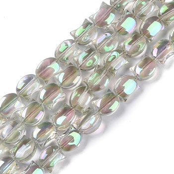 Electroplate Glass Beads Strands, Full Rainbow Plated, Cat Shape, Gainsboro, 8x10x5mm, Hole: 1mm, about 65pcs/strand, 24.41''(62cm)