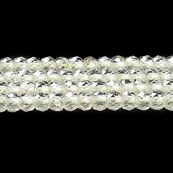 Cubic Zirconia Bead Strands, Faceted Rondelle, Pale Green, 3x2mm, Hole: 0.6mm, about 164~172pcs/strand, 14.57~14.88 inch(37~37.8cm)