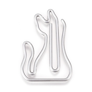 Cat Shape Iron Paperclips, Cute Paper Clips, Funny Bookmark Marking Clips, Silver Color Plated, 32x21x1mm