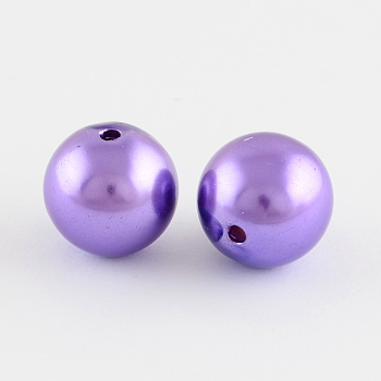 ABS Plastic Imitation Pearl Round Beads, Blue Violet, 20mm, Hole: 2.5mm, about 120pcs/500g