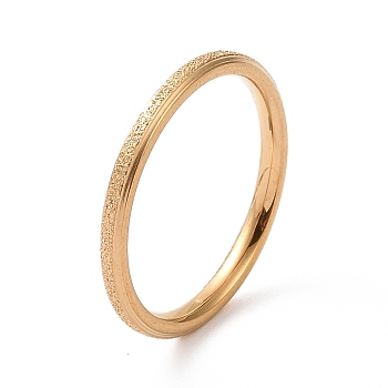 Textured 201 Stainless Steel Simple Thin Finger Ring for Women, Golden, 2mm, Inner Diameter: 17mm
