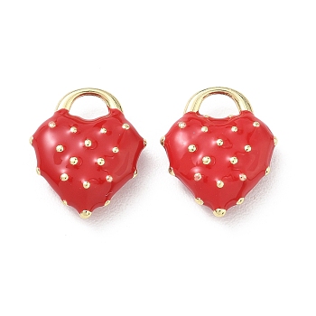 Alloy Enamel Pendants, Heart Charms, Long-Lasting Plated, Golden, 17.5x15x5.5mm, Hole: 3.5x4.5mm