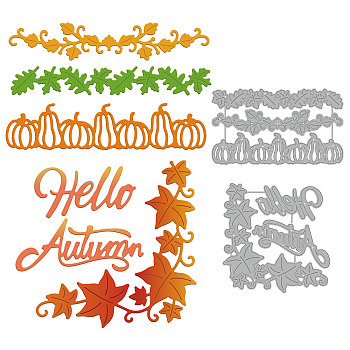 Autumn Theme Carbon Steel Cutting Dies Stencils, for DIY Scrapbooking, Photo Album, Decorative Embossing Paper Card, Stainless Steel Color, Pumpkin Pattern, Leaf Pattern, 84~102x59~96x0.8mm, 2pcs/set
