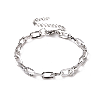 304 Stainless Steel Cable Chain Bracelet for Men Women, Stainless Steel Color, 7~7-1/4 inch(17.9~18.5cm)