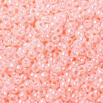 MIYUKI Round Rocailles Beads, Japanese Seed Beads, (RR517) Baby Pink Ceylon, 8/0, 3mm, Hole: 1mm, about 422~455pcs/10g