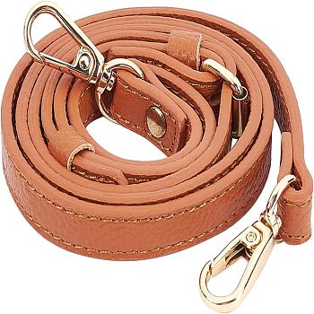 Cowhide Leather Cord Bag Handles, with Alloy and Iron Clasps, for Bag Straps Replacement Accessories, Brown, 120x1.3x0.25cm