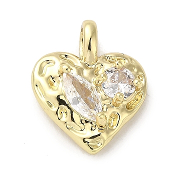 Brass Micro Pave Cubic Zirconia Pendants, Heart, Real 14K Gold Plated, 16x13x4.5mm, Hole: 3x2.5mm