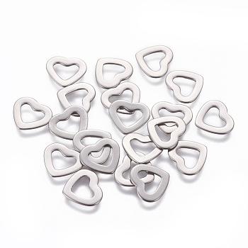 201 Stainless Steel Linking Rings, Heart, Stainless Steel Color, 11x10x1mm