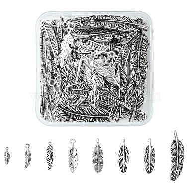 Antique Silver Feather Alloy Pendants