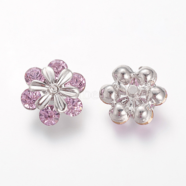 19mm PearlPink Flower Alloy+Cubic Zirconia Cabochons