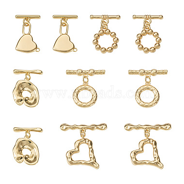 Pandahall-Schmuck 10 Sets 5 Stile Messing-Knebelverschlüsse(KK-PJ0001-25)-2