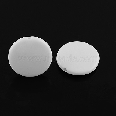 21mm White Flat Round Acrylic Beads