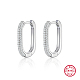 Pendientes de aro ovalados de plata de ley 925 con baño de rodio y diamantes de imitación(IL6021-1)-1