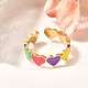 201 Stainless Steel Enamel Open Cuff Ring for Women(RJEW-A053-04G-02)-1