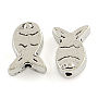 Tibetan Style Fish Alloy Beads, Cadmium Free & Lead Free, Antique Silver, 11.5x8x3.5mm, Hole: 1mm