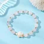 Natural Rose Quartz & Synthetic Turquoise Stretch Bracelets, Turtle, Pink, Inner Diameter: 2.17 inch(5.5cm)(BJEW-JB13475)