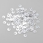 250Pcs Iridescent PVC Paillette/Sequin Links, Flat Round, Gainsboro, 4~10x0.2mm, Hole: 1~4mm, 250pcs/set(PVC-WH2004-01A)