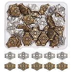 Tibetan Style Alloy Beads, Lead Free & Cadmium Free, Rhombus, Mixed Color, 15x12.5x4.5mm, Hole: 1.5mm, 2 colors, 20pcs/color, 40pcs/box(TIBEB-FH0001-27-RS)