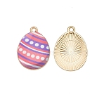Printed Alloy Pendants, Oval Charm, Salmon, 23x17x3mm, Hole: 1.6mm(ENAM-ZX002-38L)