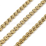 304 Stainless Steel Square Link Chains, Ion Plating(IP), Soldered, with Spool, Real 18K Gold Plated, 7x5x2mm(CHS-G051-08G)