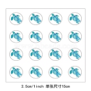 8Pcs Plastic Waterproof Self-Adhesive Picture Stickers, Round Dot Cartoon Decals for Kid's Art Craft, Turtle, 150x150mm, Sticker: 25mm, 8 pcs/set(DIY-WH0428-133)